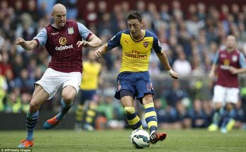 Aston Villa defeated by Arsenal in the English Premier League at Villa Park in Birmingham