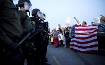Protesters and supporters of Donald Trump clashed in California