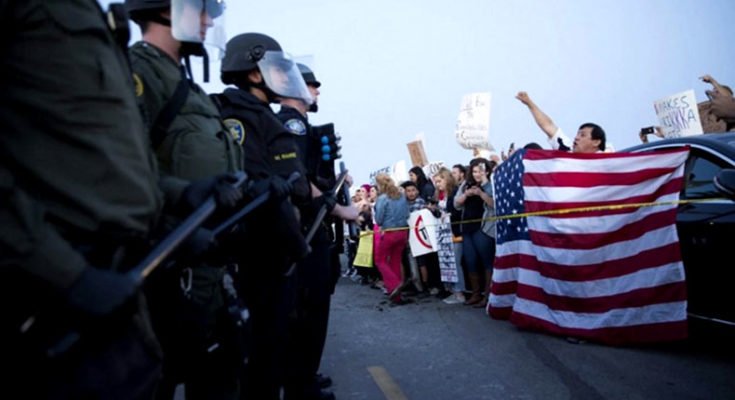 Protesters and supporters of Donald Trump clashed in California