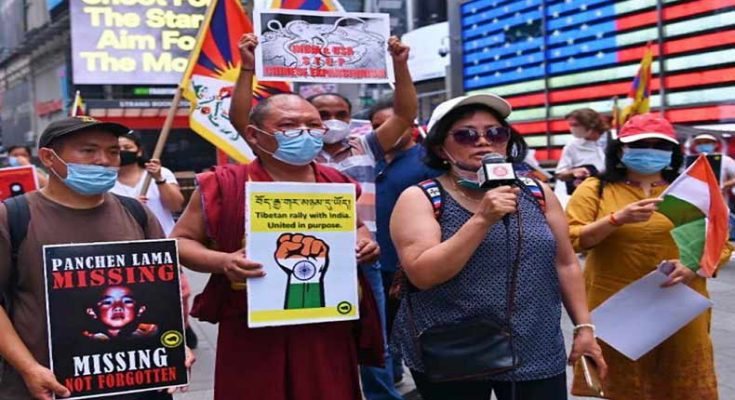 Indian Americans, Taiwanese, Tibetans protest to boycott China at Times Square