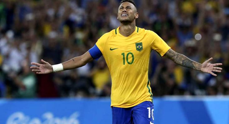 Neymar carried the football gold medal to Brazil